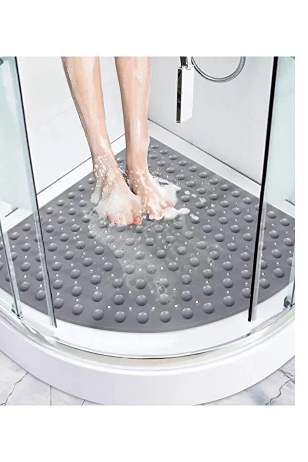 Banyo Paspası Köşe Duş Vantuzlu Gider Delikli Vakumlu Duşakabin Kaymaz Duş Ve Küvet Için 54x54 Cm